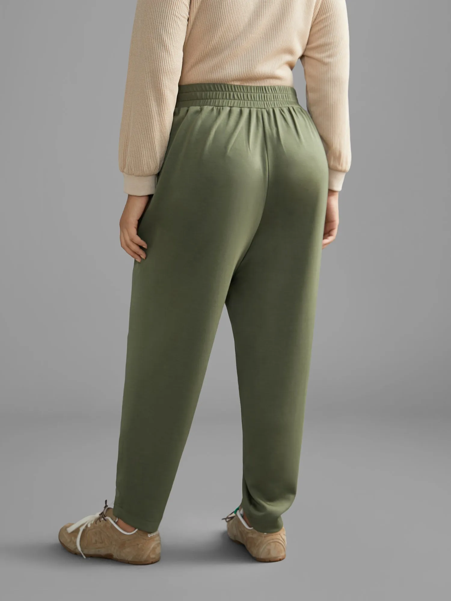 Solid Elastic Waist Mid Rise Pants sold by Bloomchic product image thumbnail 3