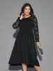 Lace Patchwork Elastic Waist Midi Dress sold by Bloomchic