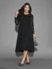 Lace Patchwork Elastic Waist Midi Dress sold by Bloomchic