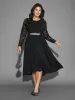 Lace Patchwork Elastic Waist Midi Dress sold by Bloomchic