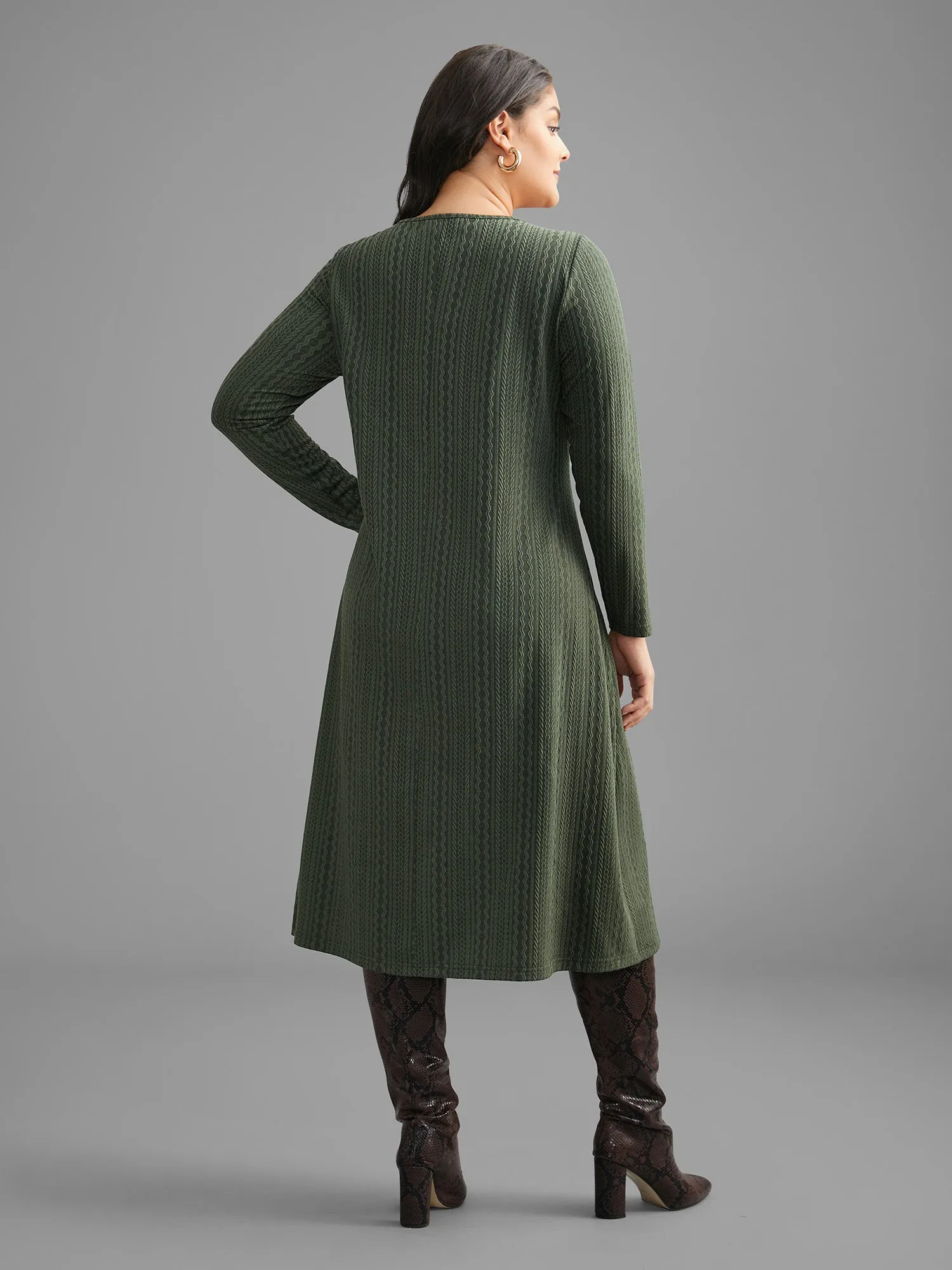 Plain Textured Keyhole Knit Dress sold by Bloomchic product image thumbnail 4
