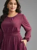 Solid Gathered Lantern Sleeve Midi Dress sold by Bloomchic