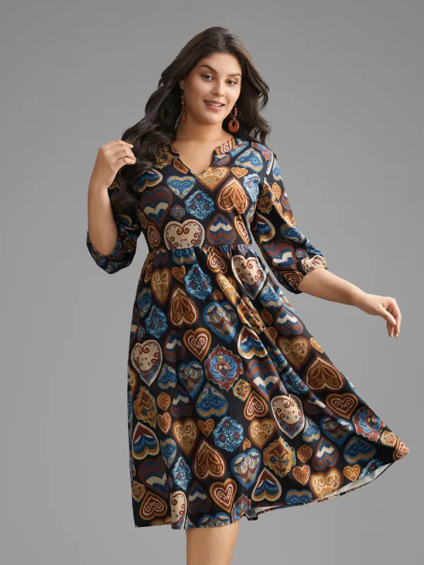 Bandana Elastic Waist Lantern Sleeve Dress sold by Bloomchic