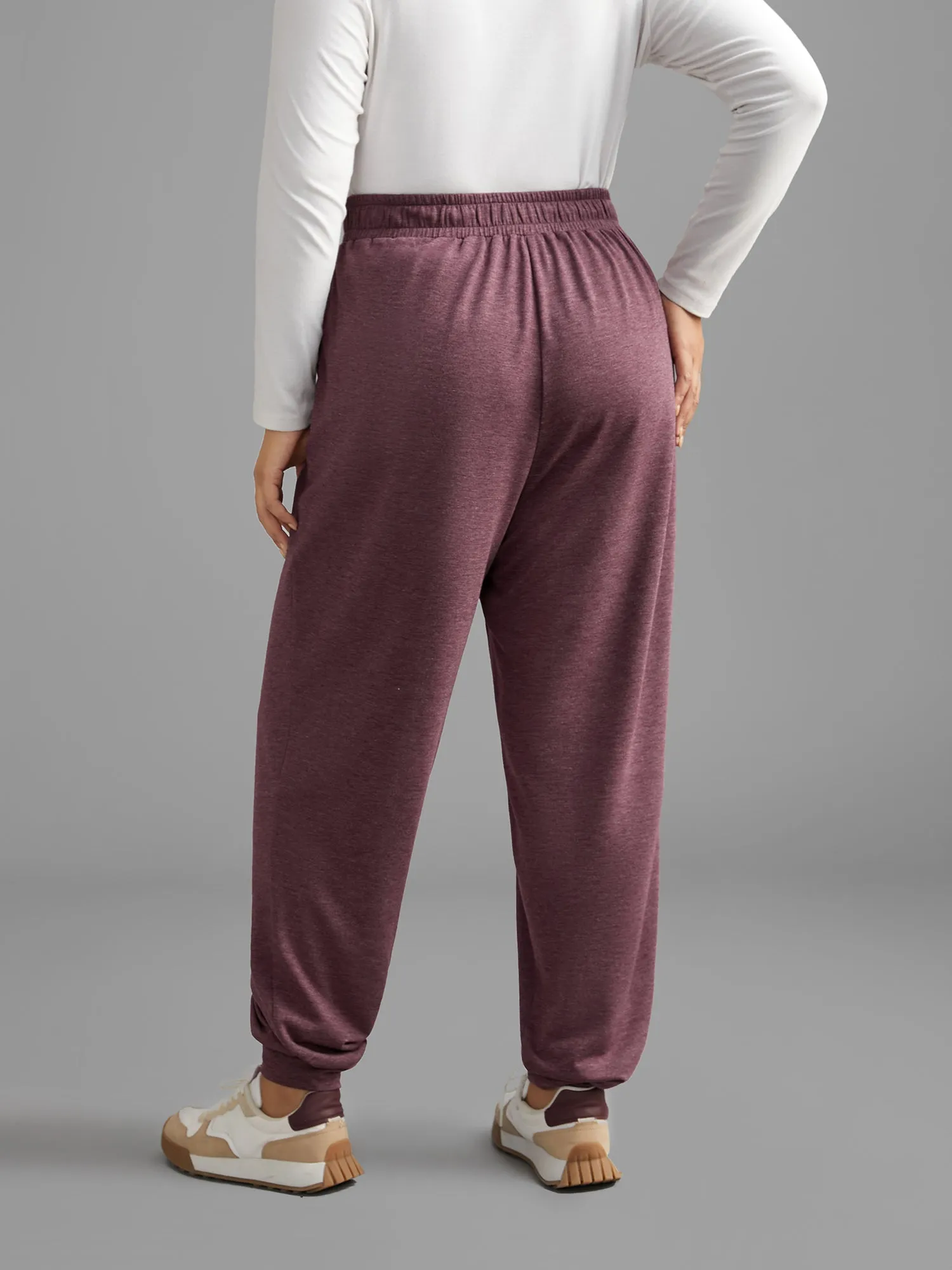 Heather Elastic Waist Mid Rise Pants sold by Bloomchic product image thumbnail 3