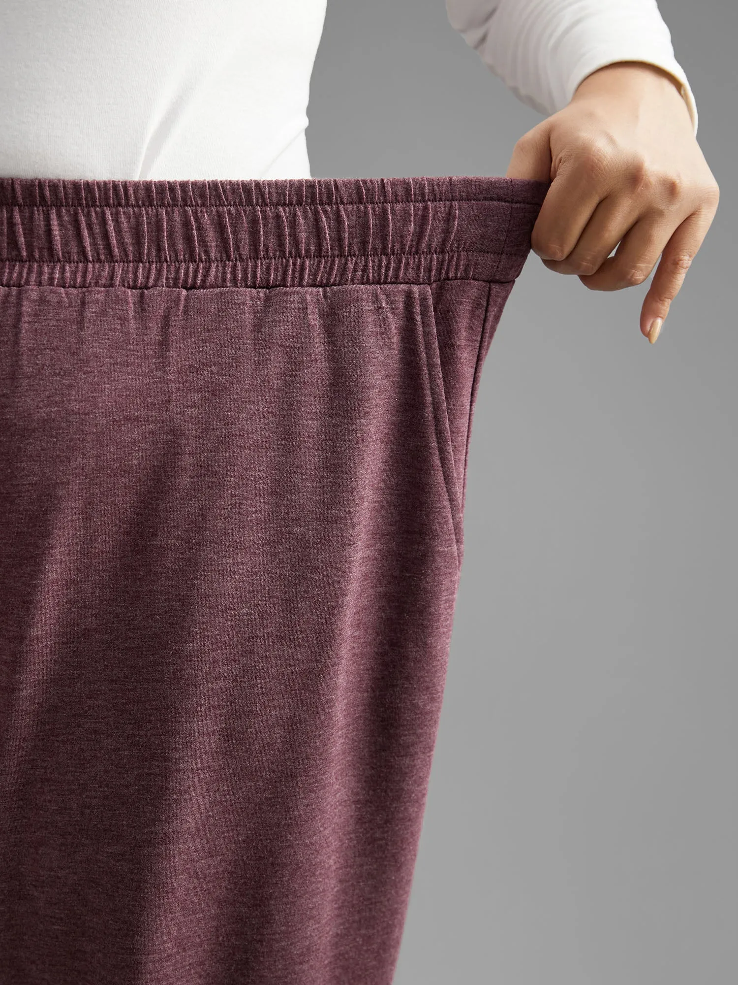 Heather Elastic Waist Mid Rise Pants sold by Bloomchic product image thumbnail 5