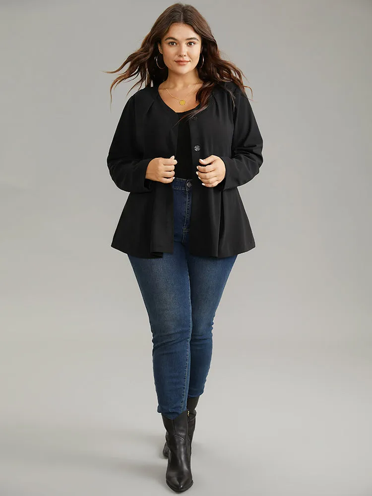 Solid Pleated Button Up Belted Blazer sold by Bloomchic product image thumbnail 3