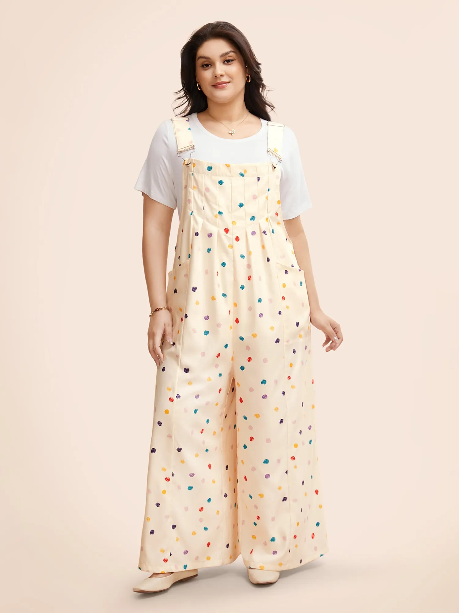Painted Polka Dot Adjustable Straps Jumpsuit sold by Bloomchic