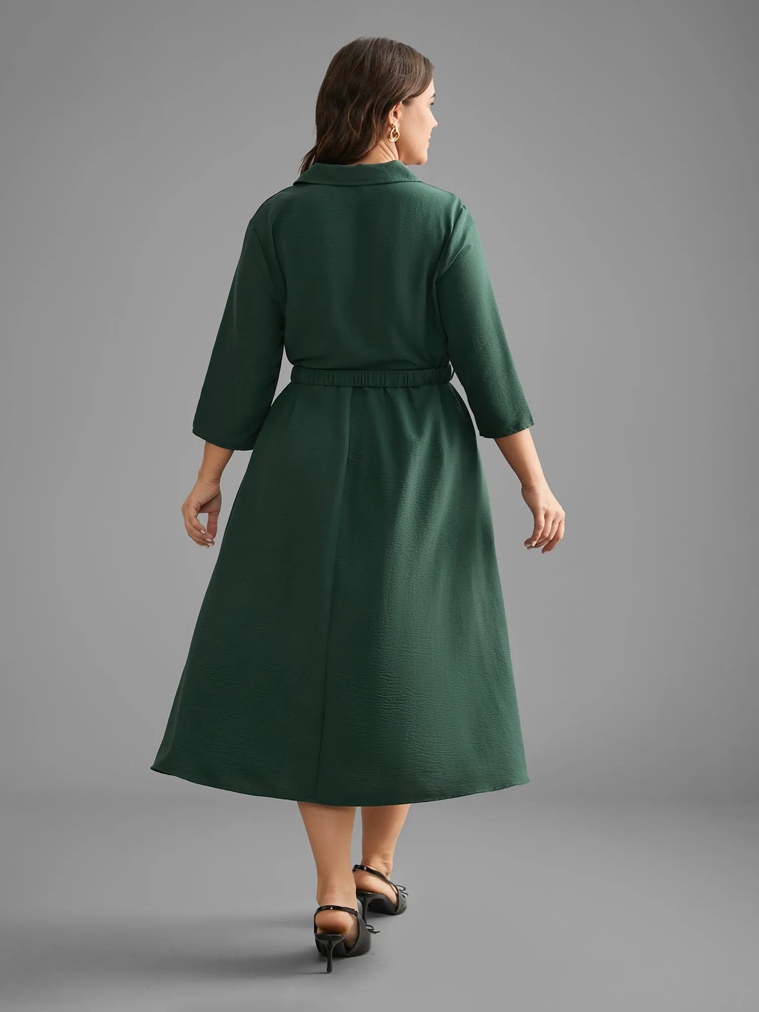 Shirt Collar Button Up Metal Chain Detail Dress sold by Bloomchic product image thumbnail 4