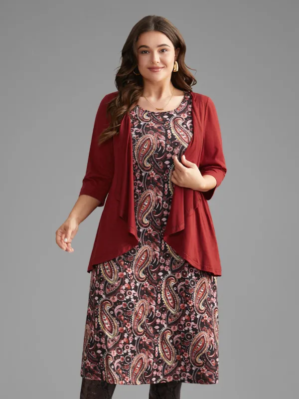 Two Piece Paisley Print Knit Dress Set sold by Bloomchic