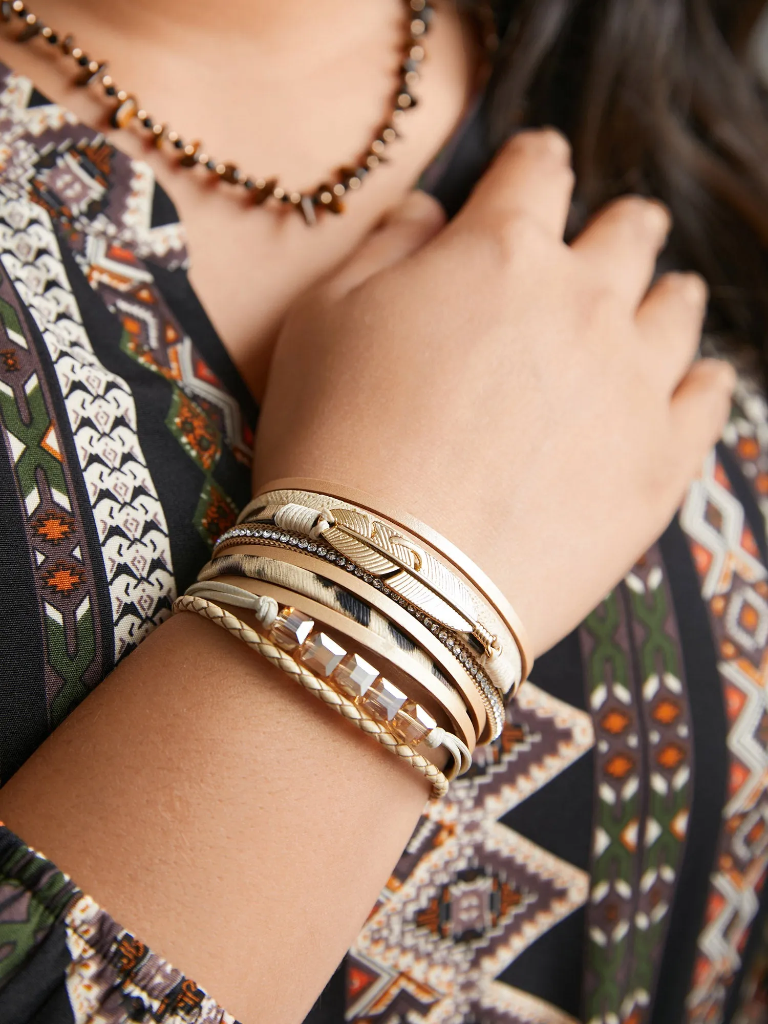 Multi-Layer Feather With Beads Bracelet sold by Bloomchic product image thumbnail 4