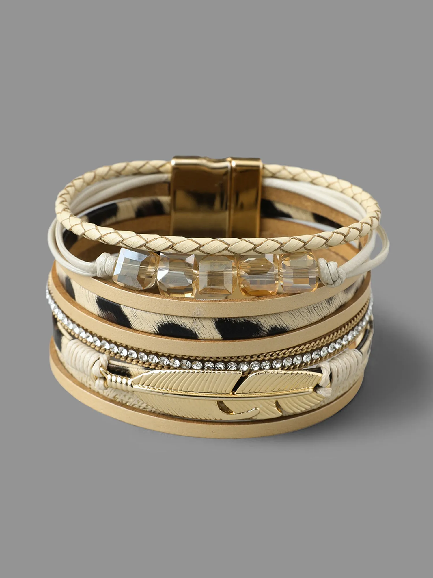 Multi-Layer Feather With Beads Bracelet sold by Bloomchic product image thumbnail 2