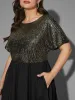 Sequin Patchwork Dolman Sleeve Dress sold by Bloomchic