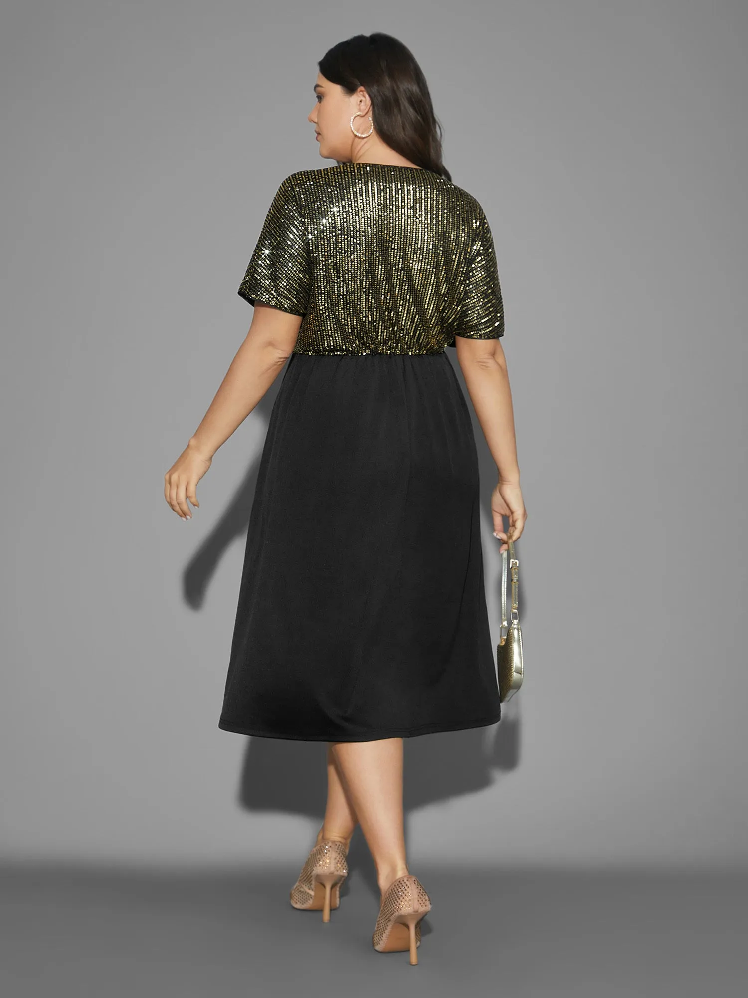 Sequin Patchwork Dolman Sleeve Dress sold by Bloomchic product image thumbnail 5