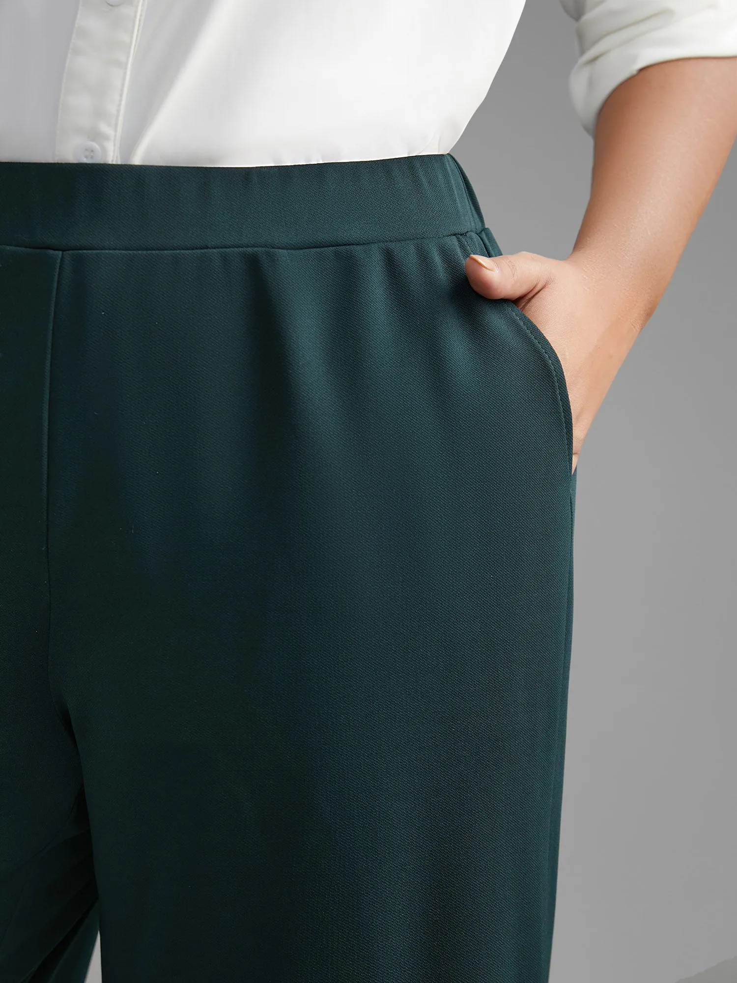 Solid Elastic Waist Wide Leg Pants sold by Bloomchic product image thumbnail 4