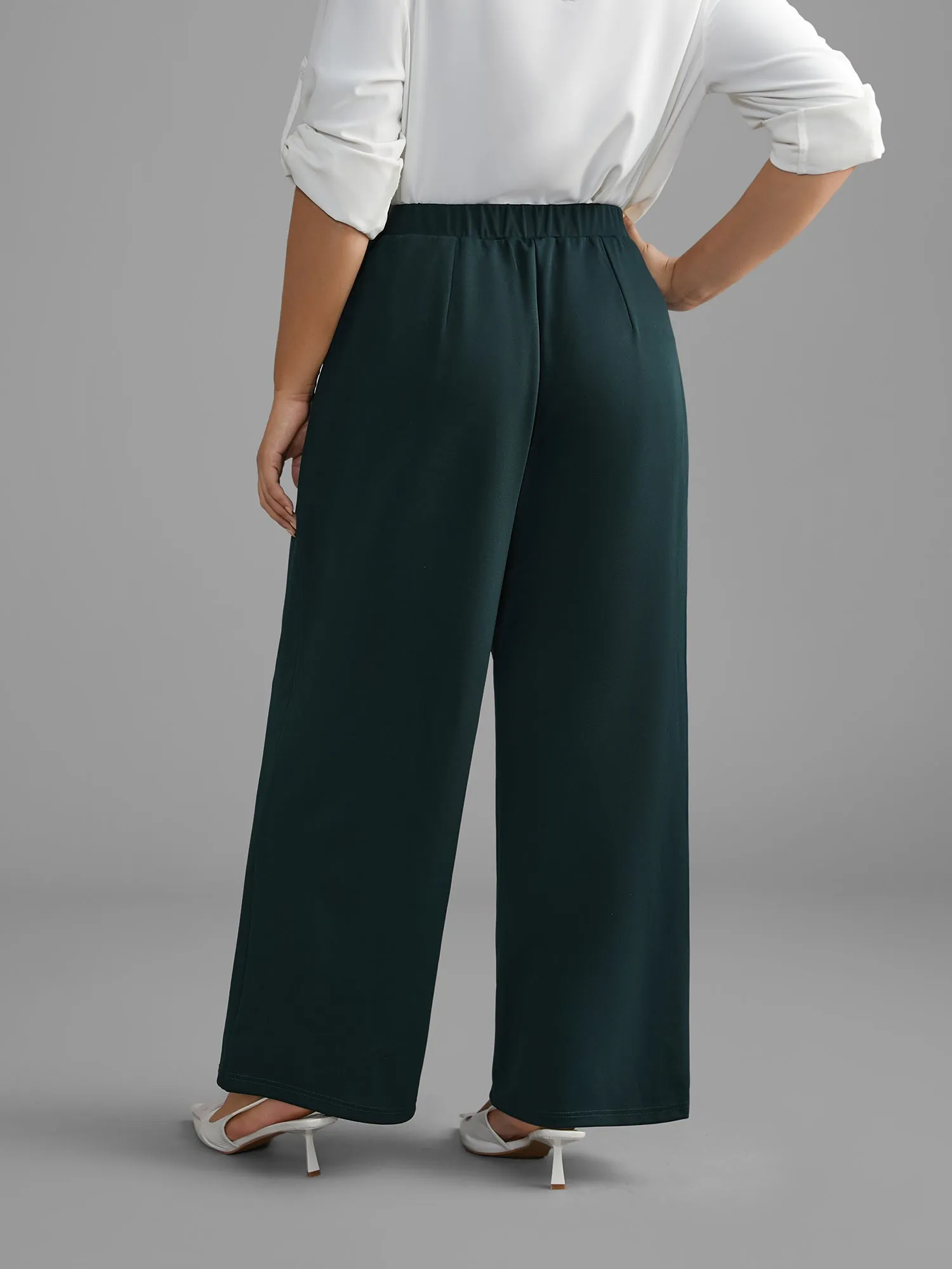 Solid Elastic Waist Wide Leg Pants sold by Bloomchic product image thumbnail 3