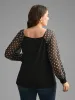 Square Neck Floral Embroidered Patchwork Mesh T-shirt sold by Bloomchic