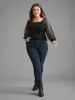 Square Neck Floral Embroidered Patchwork Mesh T-shirt sold by Bloomchic