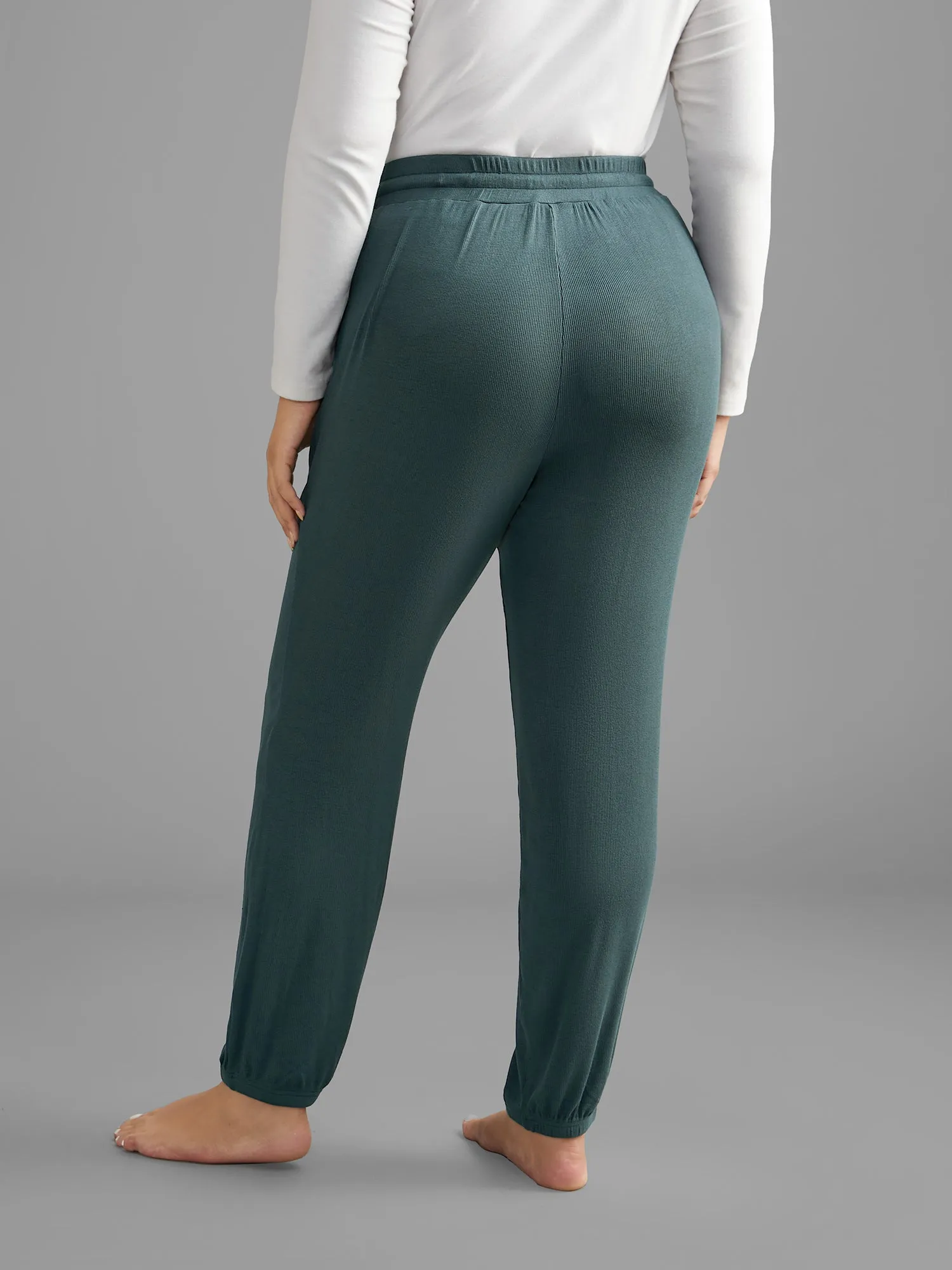 Solid Rib Knit Drawstring Lounge Bottoms sold by Bloomchic product image thumbnail 5