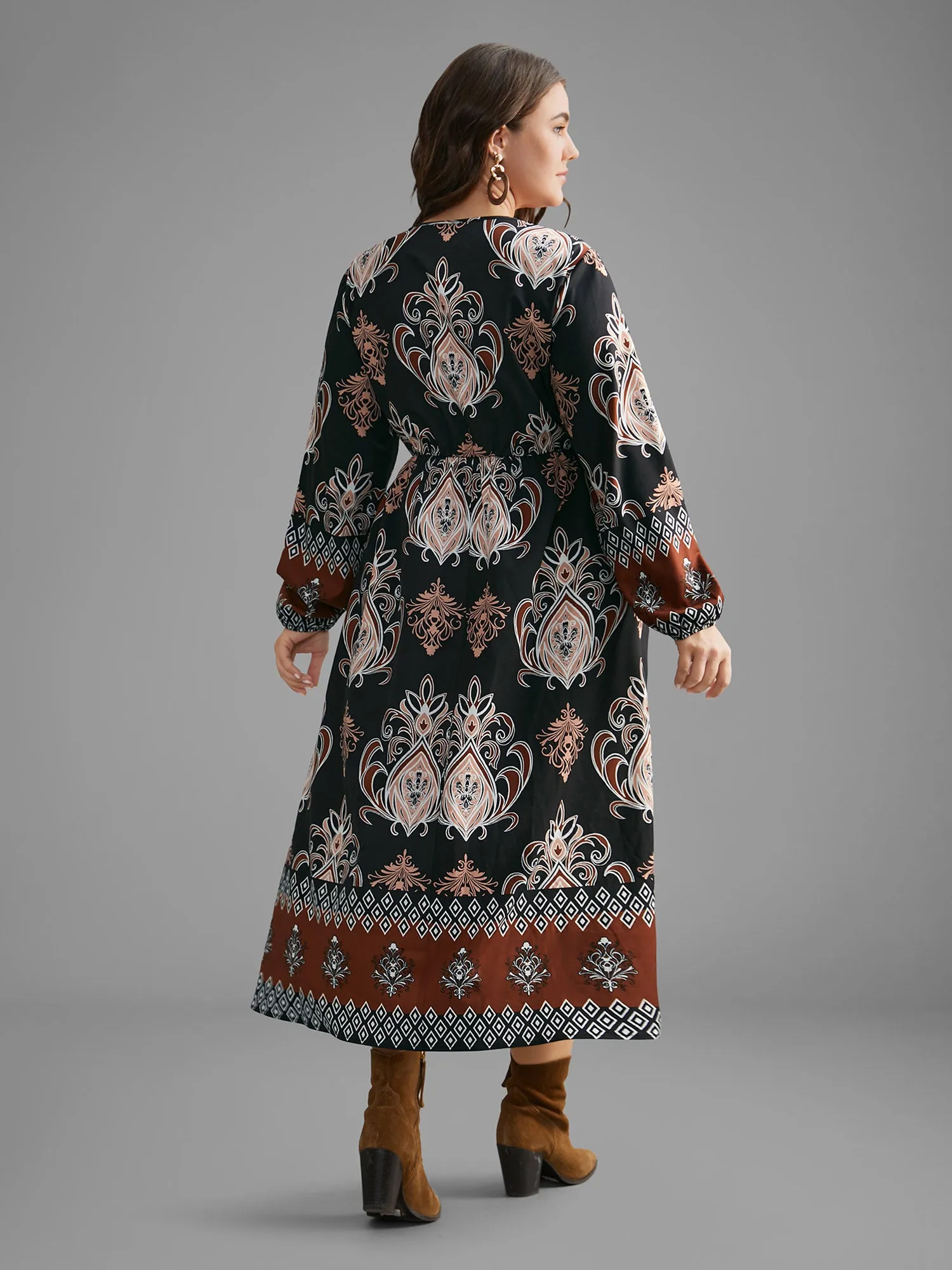 Bandana Overlap Collar Elastic Waist Dress sold by Bloomchic product image thumbnail 4