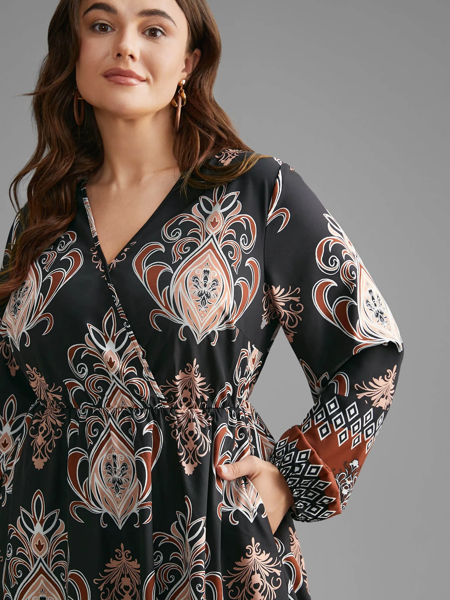 Bandana Overlap Collar Elastic Waist Dress sold by Bloomchic product image thumbnail 2