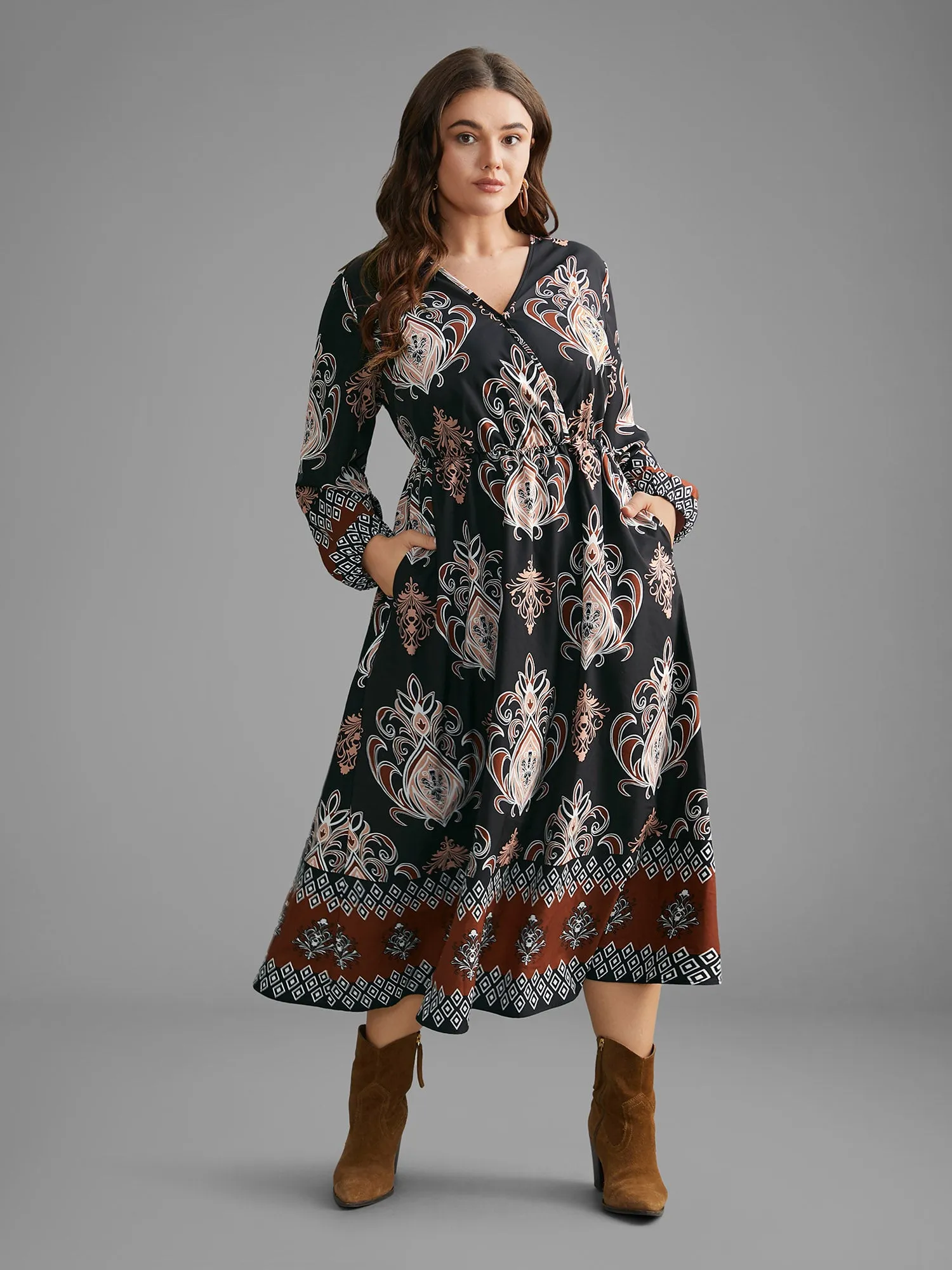 Bandana Overlap Collar Elastic Waist Dress sold by Bloomchic product image thumbnail 3