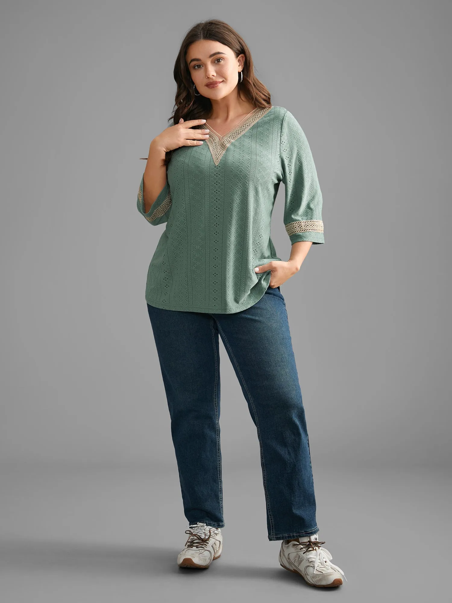 Woven Ribbon Patchwork Contrast T-shirt sold by Bloomchic product image thumbnail 3