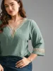 Woven Ribbon Patchwork Contrast T-shirt sold by Bloomchic