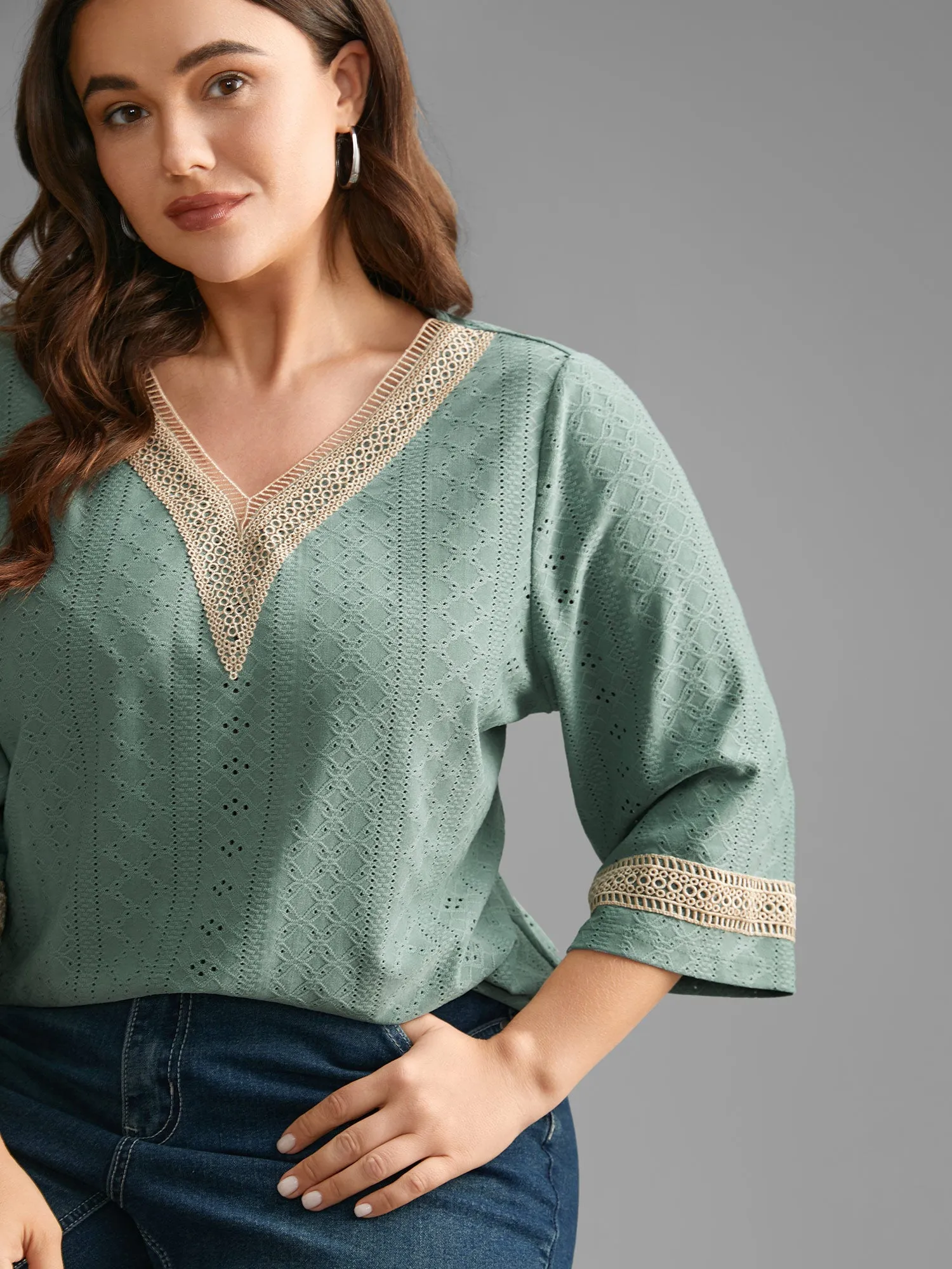 Woven Ribbon Patchwork Contrast T-shirt sold by Bloomchic product image thumbnail 4