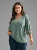 Woven Ribbon Patchwork Contrast T-shirt sold by Bloomchic