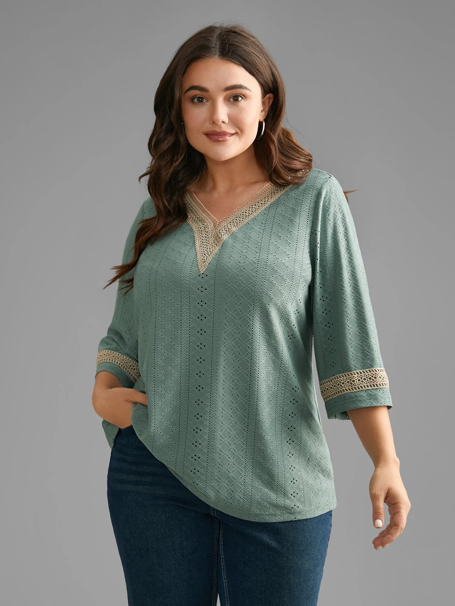 Woven Ribbon Patchwork Contrast T-shirt sold by Bloomchic product image thumbnail 2