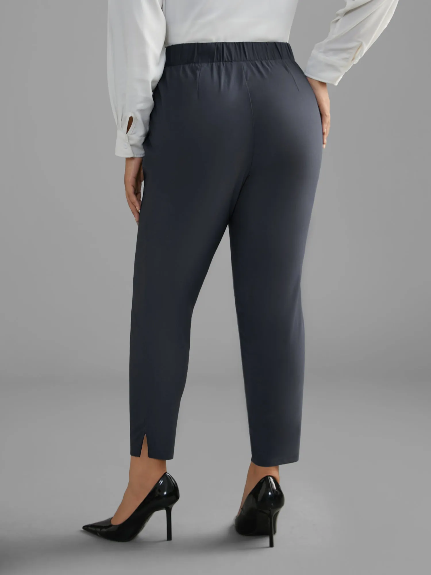 Mid Rise Solid Split Hem Pants sold by Bloomchic product image thumbnail 4