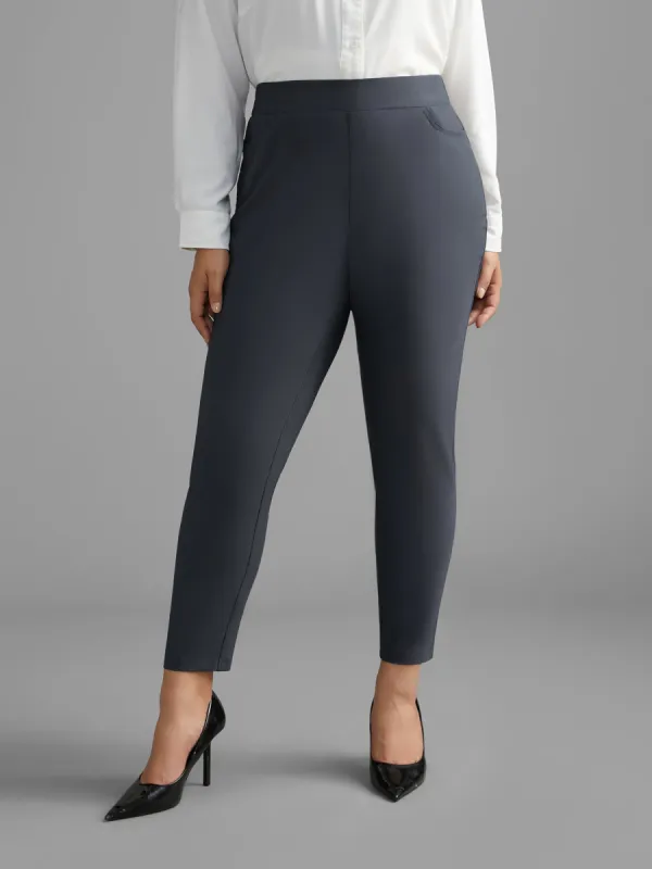 Mid Rise Solid Split Hem Pants sold by Bloomchic
