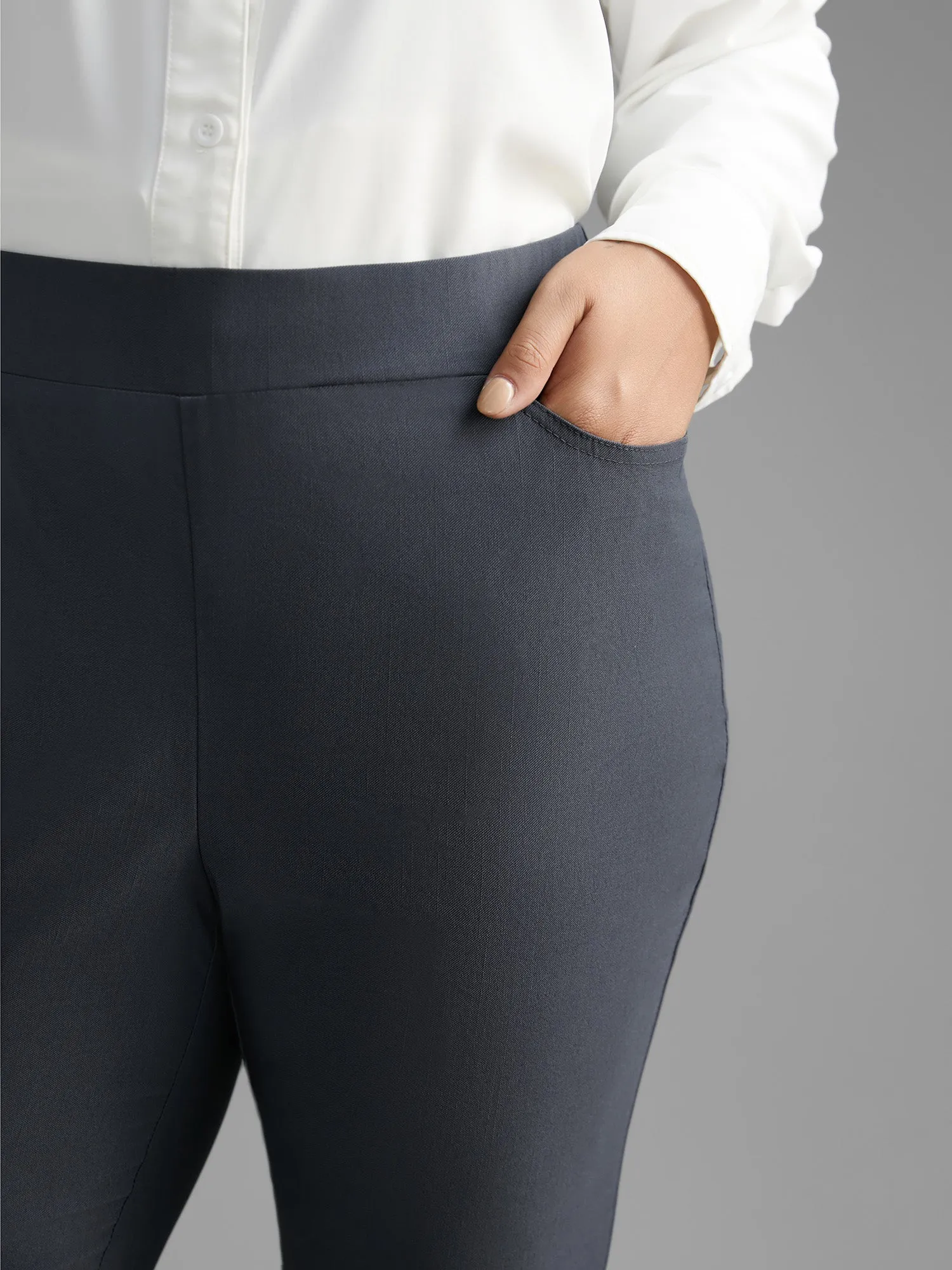 Mid Rise Solid Split Hem Pants sold by Bloomchic product image thumbnail 5