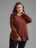 Waffle Knit Button Detail Arc Hem T-shirt sold by Bloomchic