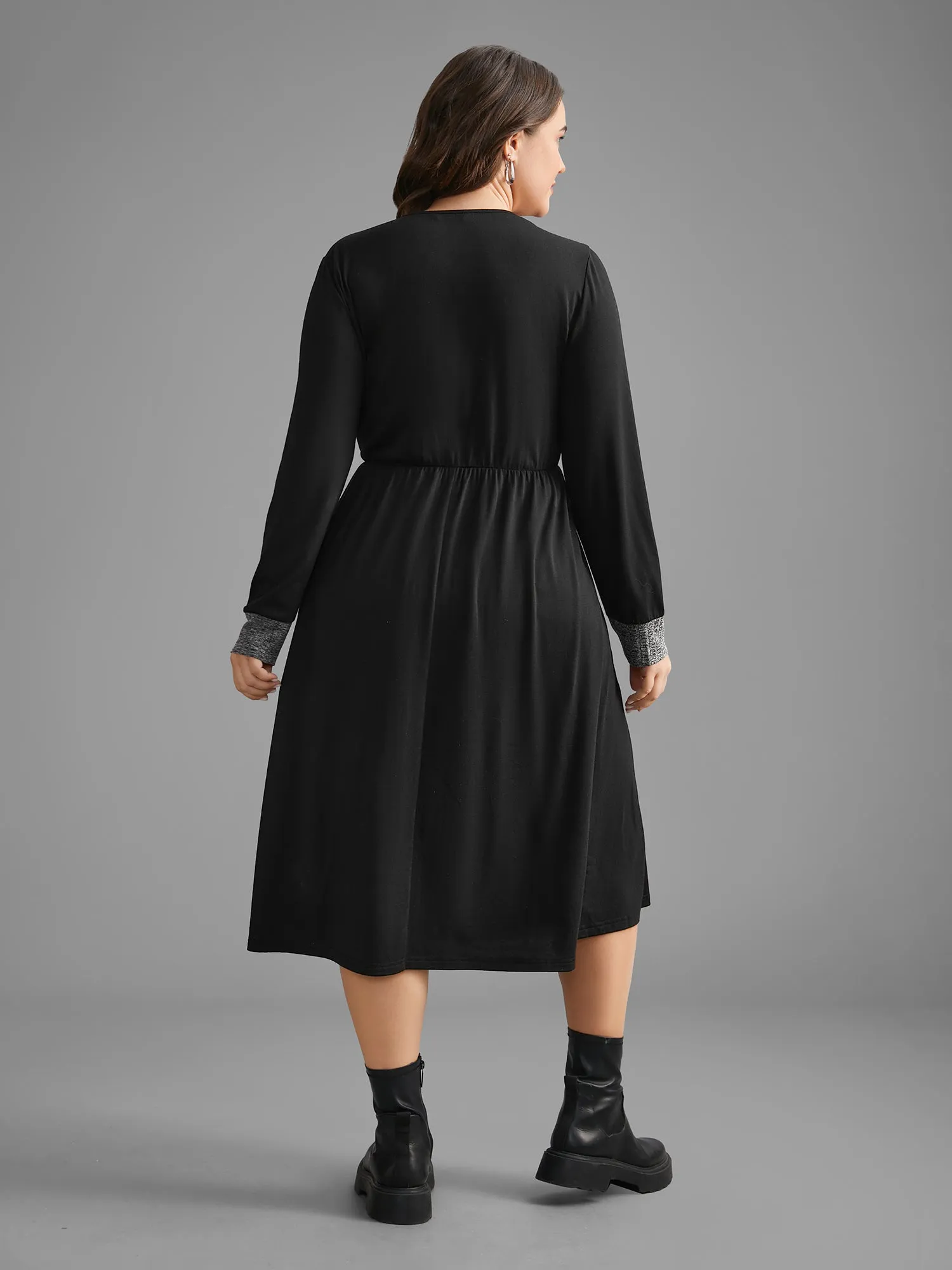 Textured Patchwork Button Detail Midi Dress sold by Bloomchic product image thumbnail 4