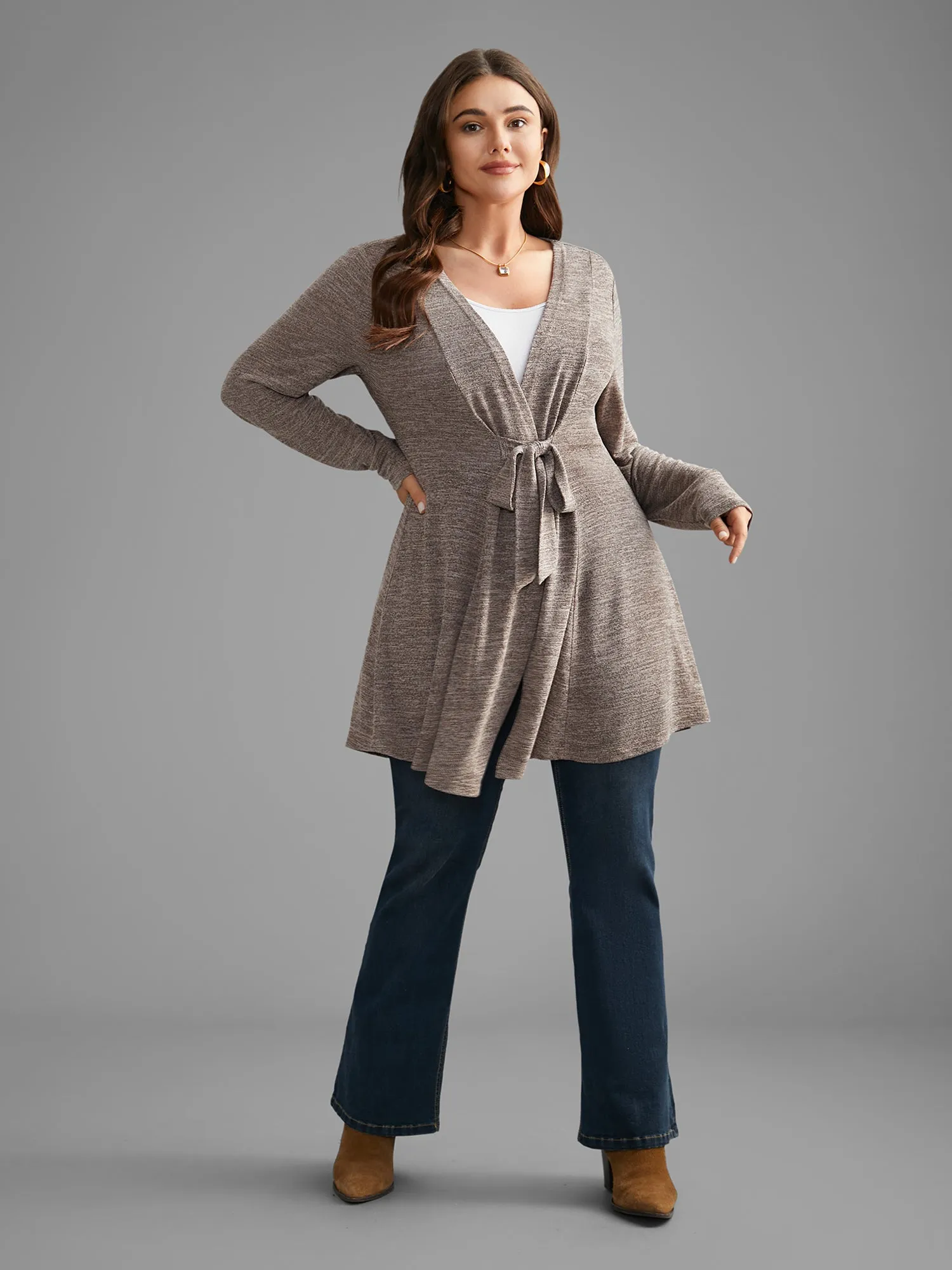 Heather Tie Knot Knit Coat sold by Bloomchic product image thumbnail 2