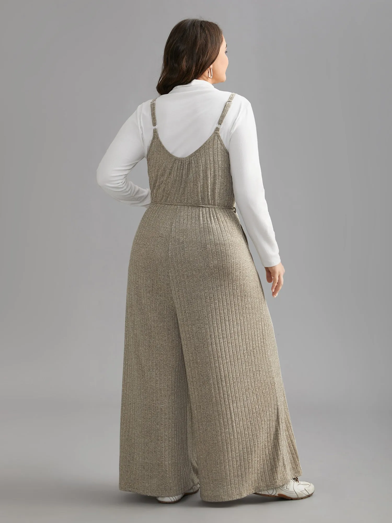 Textured Waist-Tie Pockets Jumpsuit sold by Bloomchic product image thumbnail 4