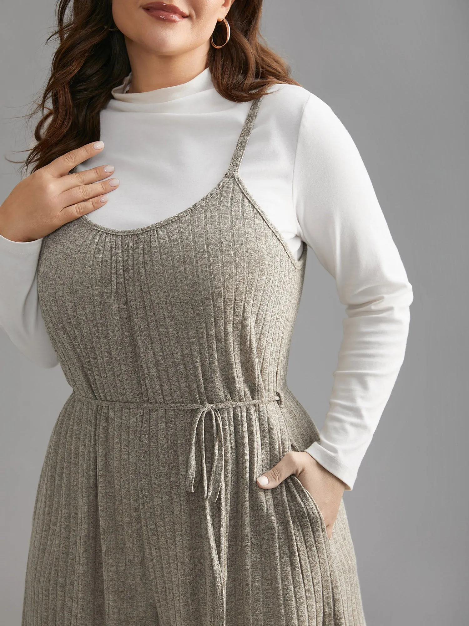 Textured Waist-Tie Pockets Jumpsuit sold by Bloomchic product image thumbnail 2