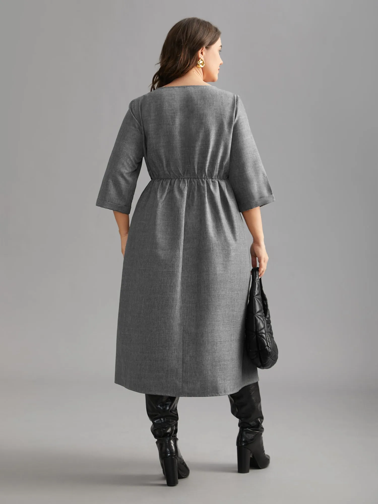 Buckled Waist Loops Pleated Midi Dress sold by Bloomchic product image thumbnail 4