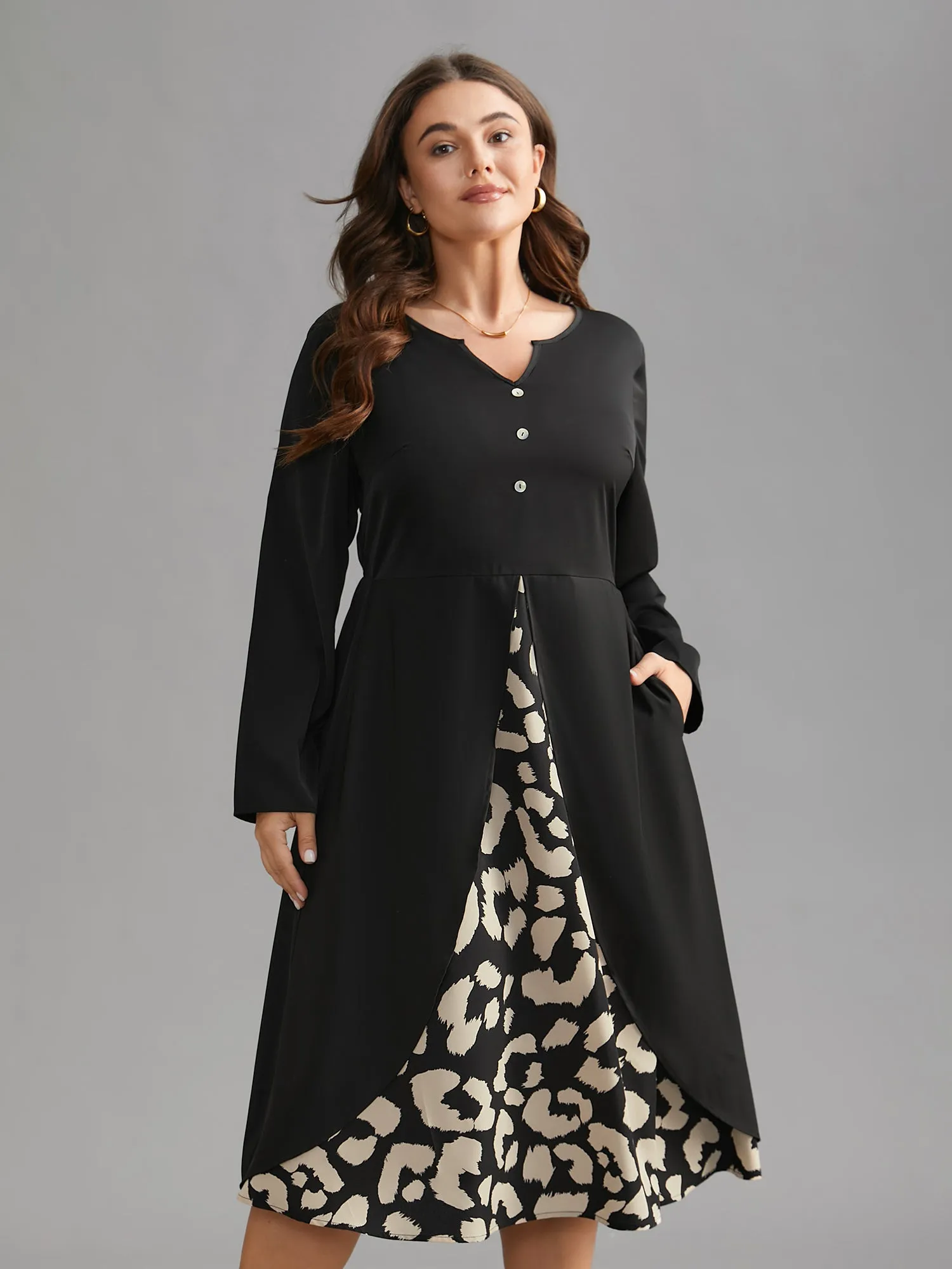 Leopard Print Two-Piece Elastic Waist Dress sold by Bloomchic