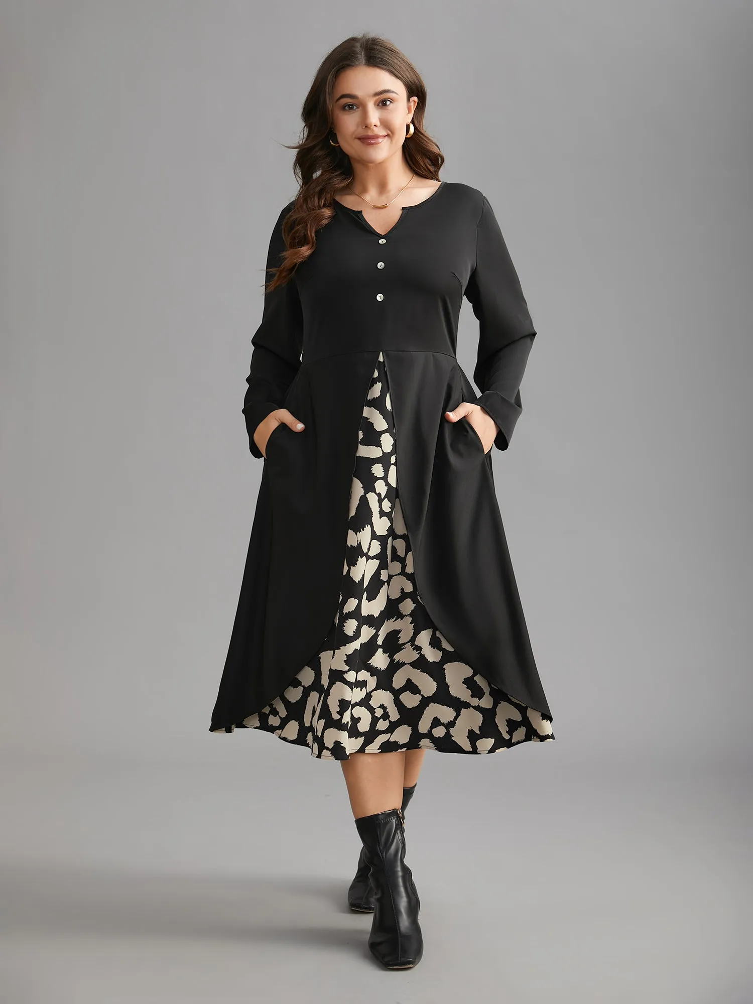 Leopard Print Two-Piece Elastic Waist Dress sold by Bloomchic product image thumbnail 4