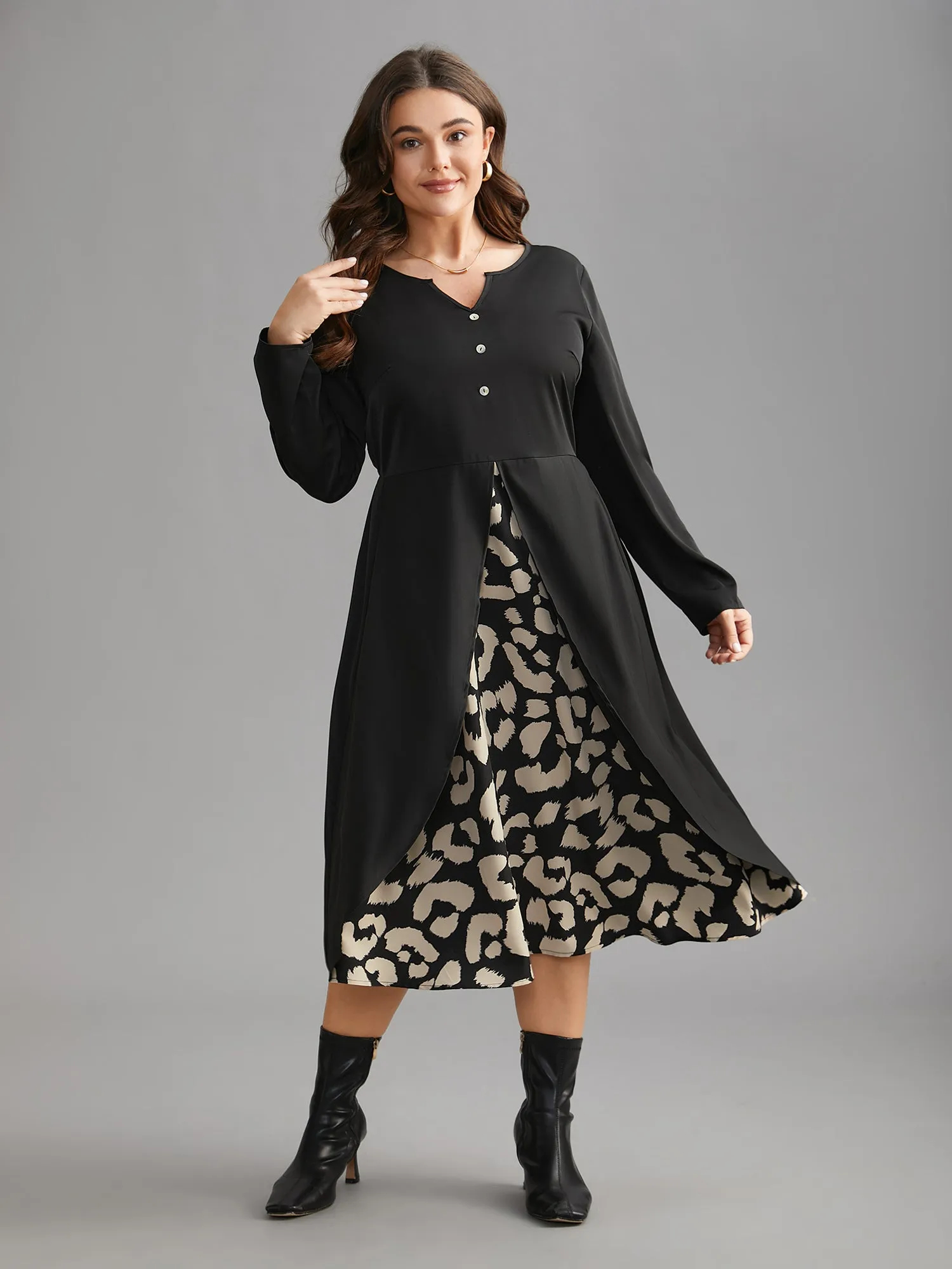 Leopard Print Two-Piece Elastic Waist Dress sold by Bloomchic product image thumbnail 3