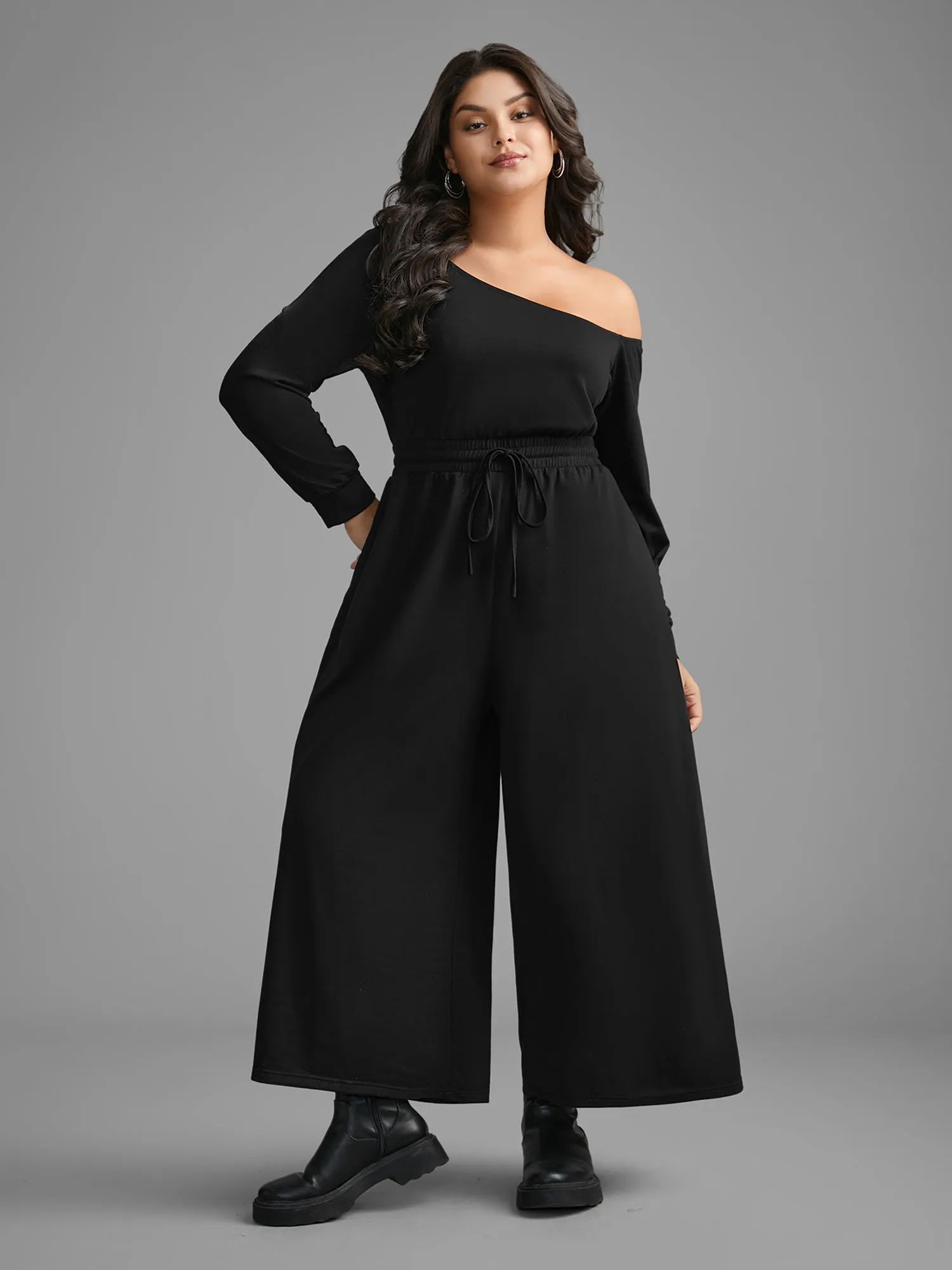 Textured Sheer Hollow Sleeves Jumpsuit sold by Bloomchic