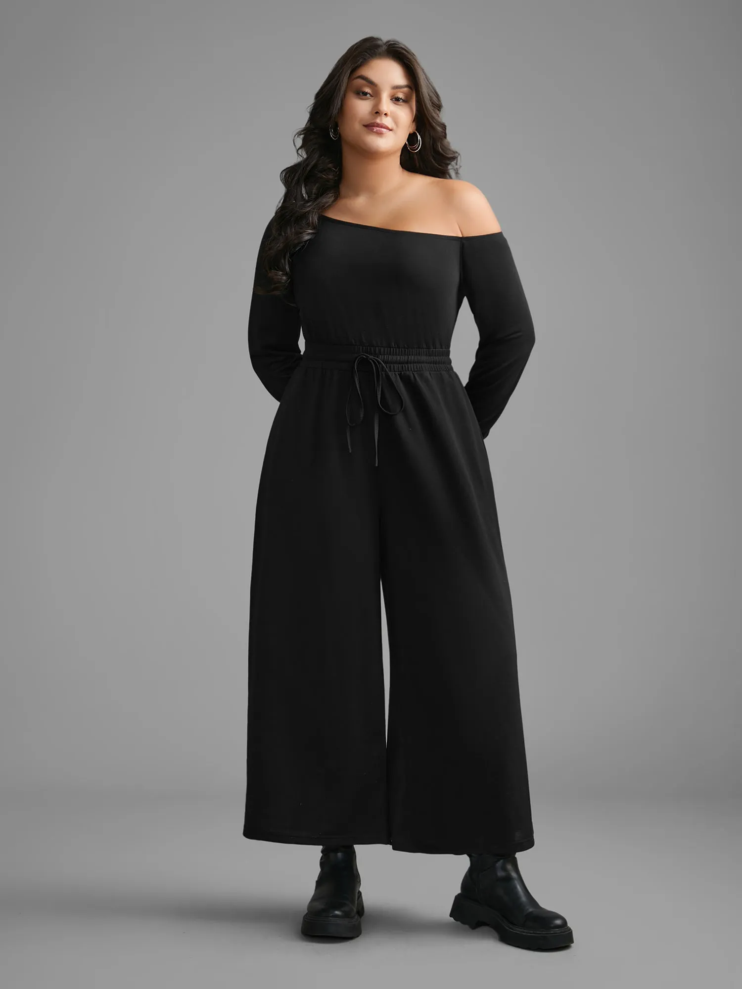 Textured Sheer Hollow Sleeves Jumpsuit sold by Bloomchic product image thumbnail 4