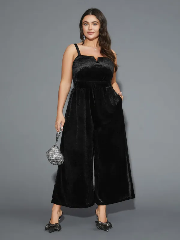 Solid Notched Straight Leg Jumpsuit sold by Bloomchic
