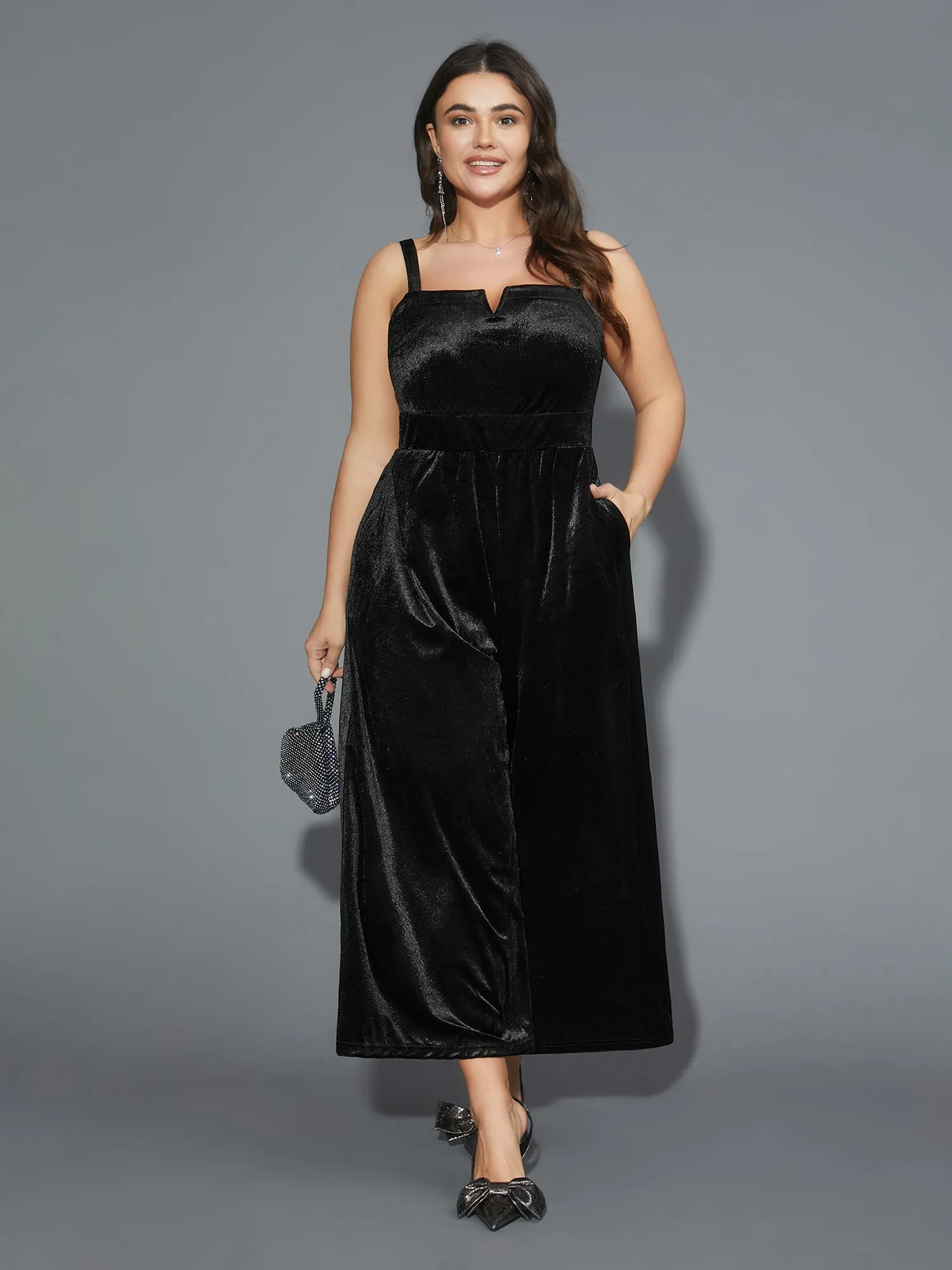 Solid Notched Straight Leg Jumpsuit sold by Bloomchic product image thumbnail 3