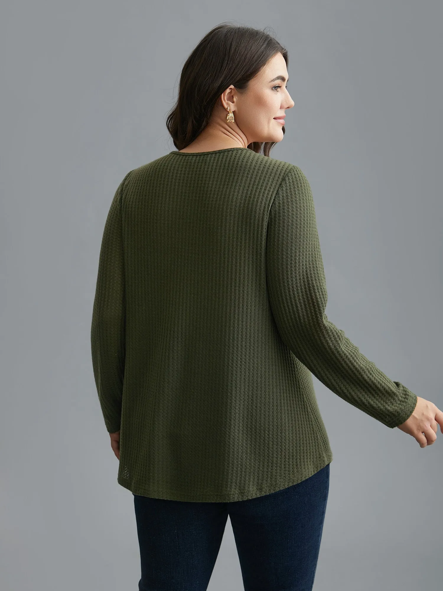 Half Zipper Flap Detail Pockets Knit Top sold by Bloomchic product image thumbnail 4