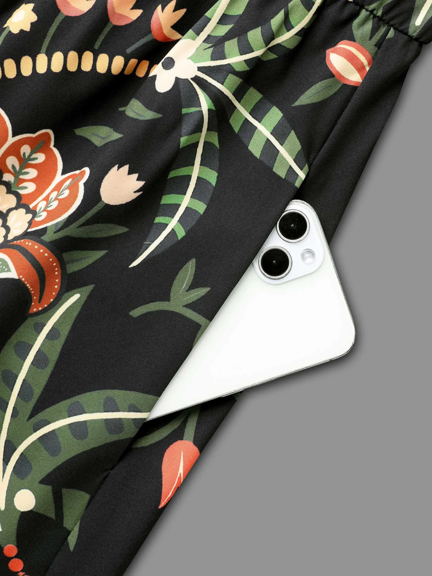 Floral Print Notched Collar Elastic Waist Dress sold by Bloomchic product image thumbnail 5