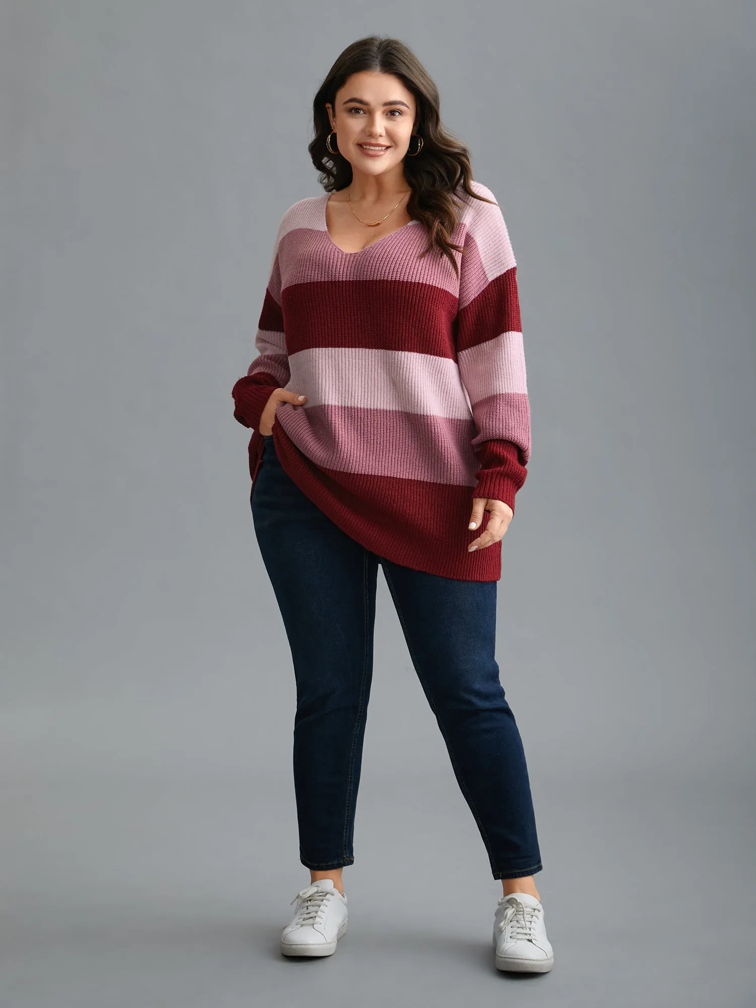 Supersoft Essentials Color Block Drop Shoulder Pullover sold by Bloomchic product image thumbnail 5