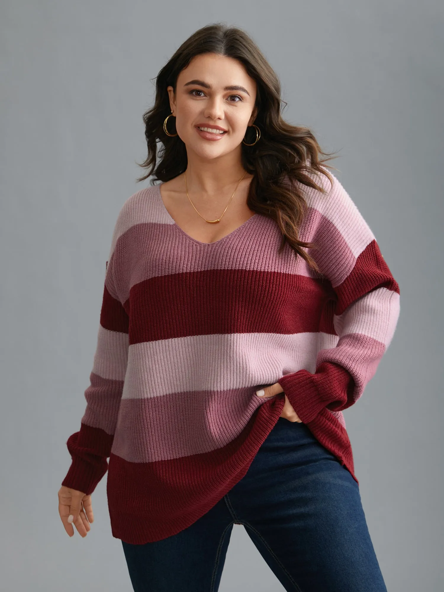 Supersoft Essentials Color Block Drop Shoulder Pullover sold by Bloomchic product image thumbnail 2